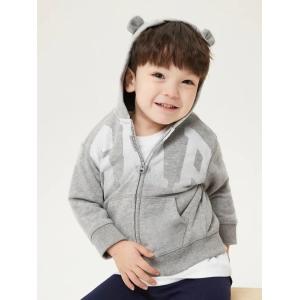 パーカー  Gapロゴ カーボナイズドフリース ベアー フーディー キッズ 子供服 男の子 女の子