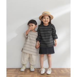 tシャツ Tシャツ FORK＆SPOON　ランダムボーダー7分袖Tシャツ(KIDS)