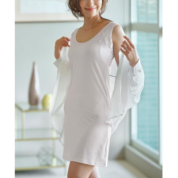 インナーシャツ 肌着 ひんやり冷感！汗取り付クールハーフフレンチスリップ「80cm丈」「制菌」「抗菌...