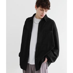 シャツ ブラウス TRツイルドレープバルーン袖タックオーバーサイズダブルポケット長袖シャツ