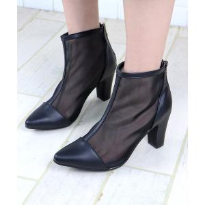 ブーツ ポインテッドシアーチュール美脚ヒールブーツ