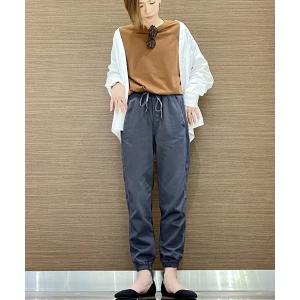 パンツ ウォッシュウェル リブ編み プルオンジョガーパンツ レディース