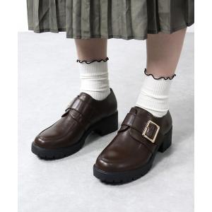 ローファー AAA / マニッシュ ワンベルトバックル厚底ローファー(3583) レディース メンズ