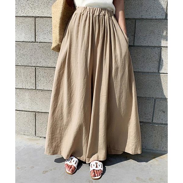 ワイドパンツ パンツ 麻ワイドパンツ　リネン レディース