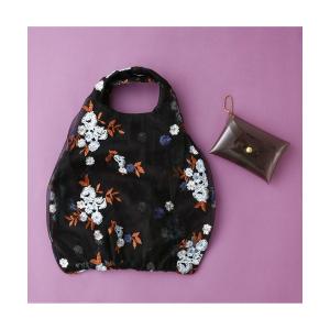 バッグ ハンドバッグ チュールバッグ フラワー ブルー×ブラック