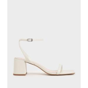 サンダル テクスチャード アシンメトリックストラップサンダル / Textured Asymmetric Ankle Strap Sandals レデ