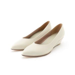 パンプス 残りわずか「21.5cm〜25.0cm」ポインテッドトゥローウエッジパンプス レディース