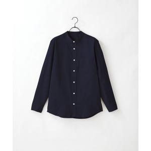 シャツ ブラウス ハイストレッチオックスフォード バンドカラーLSシャツ