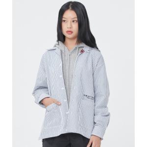 ブルゾン アウター 「ROMANTIC CROWN」PIN STRIPED JACKET / ロマンティッククラウン ピンストライプ オープンカラー ワーク ジャケット メンズ レディース