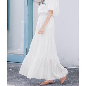 スカート フロッキーストライプティアードスカート