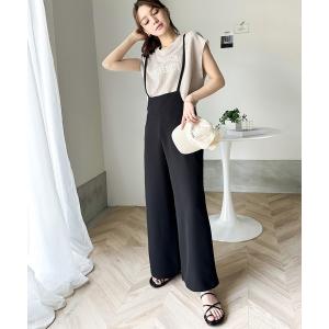 サロペット オーバーオール さらっと、リラックス。サスペンダー付きサロペットパンツ レディース