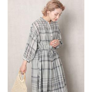 シャツワンピース 「WEB限定」インド2WAYボイルチェックシアーシャツワンピース