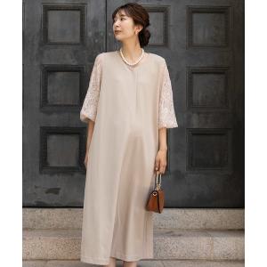 マタニティ Ｍｏｒｅｄｄｅ　マタニティ・産後使える　授乳が簡単　上品袖レースのワンピース