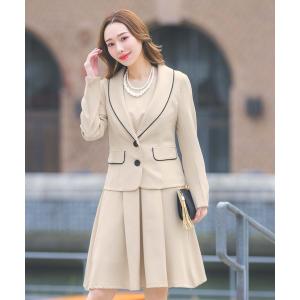 セットアップ スーツセット レディース パイピングジャケット フレア ミモレ丈 膝丈 ワンピーススーツ フォーマル セットアップ セレモニースーツ 大