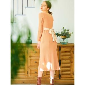 ワンピース ケープ袖バックリボンカットワンピース