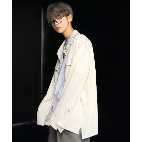 シャツ 「neos -addictive design-」ビッグシルエット ポリトロ ダブルポケット...