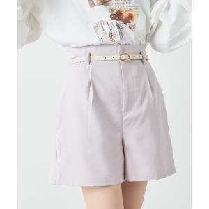 パンツ 【セットアップ対応】アカ抜け！ベルト付ショートパンツ