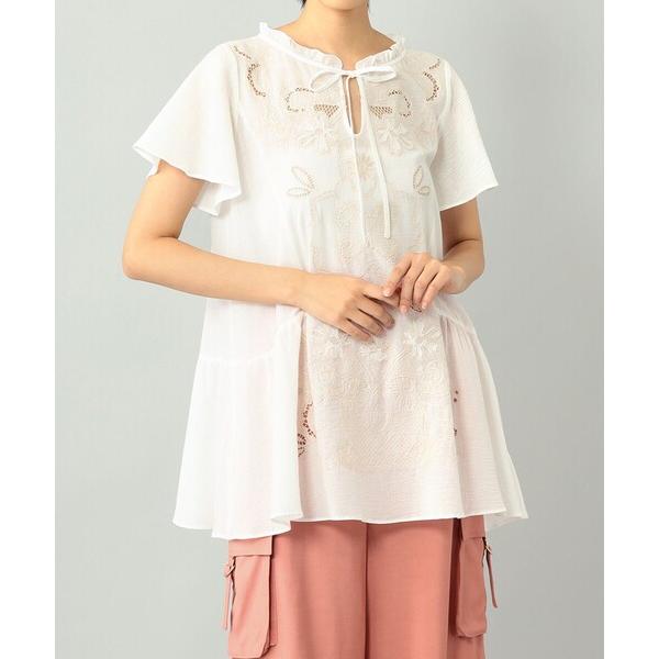 tシャツ カットワーク刺繍チュニック レディース