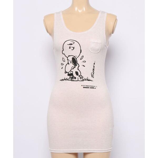 タンクトップ ノースリーブ SNOOPY R/Pu Stretch Rib T/T(SNOOPY＆C...