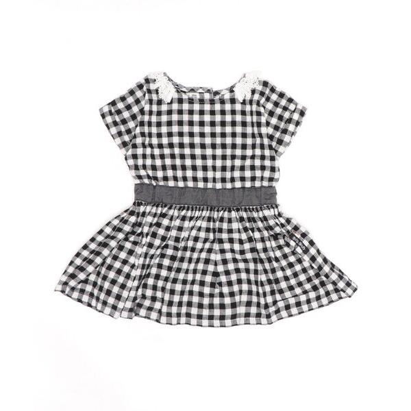 ワンピース レース襟ギャザーワンピース ギンガムチェック 幾何柄 花柄 キッズ 子供服 女の子
