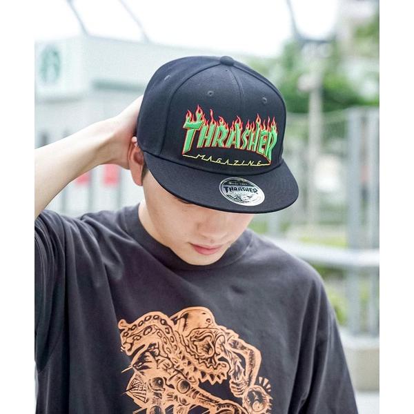 キャップ 帽子 FLAME LOGOポリエステルサージ平ツバCAP/スラッシャー 帽子 キャップ フ...