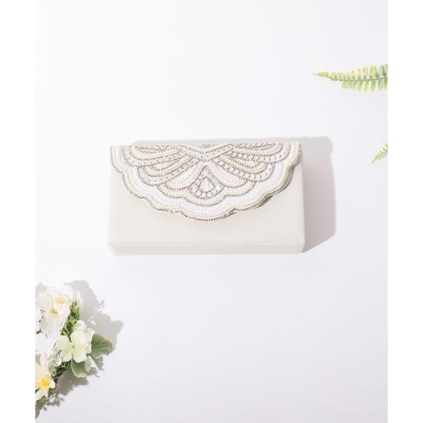 クラッチバッグ パーティーバッグ スカラップビーズ刺繍結婚式クラッチバッグ レディース