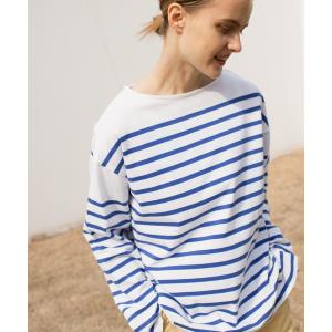 tシャツ ボーダー/パネルボーダー ボートネック プルオーバーロンT レディース