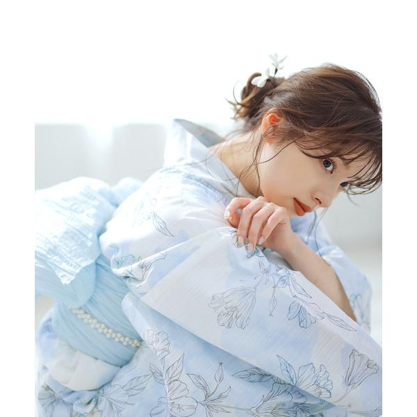 浴衣 1人で着られる浴衣5点セット 和歌山染工日本染め（ゆかた・しわへこ帯・下駄・着付け本・腰ひも）...