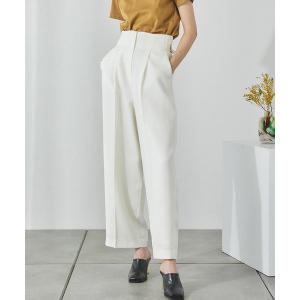 パンツ スラックス リネンライクハイウエストリラックスパンツ レディース