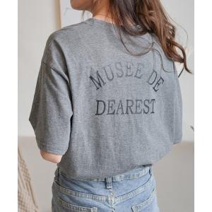 tシャツ バックロゴプリント袖ロールアップビックTee（半袖） レディース