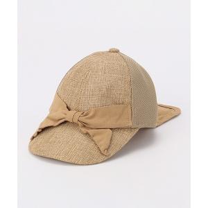 キャップ 帽子 接触冷感 日よけ布つきリボンキャップ キッズ 子供 女の子