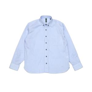 形態安定ノーアイロン ラウンドテール ボタンダウン  Wガーゼ長袖ビジネスワイシャツ