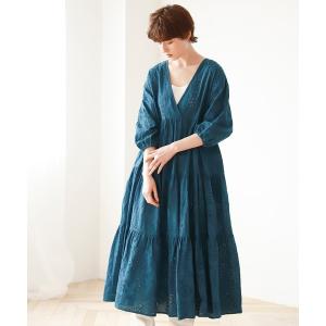 ワンピース カットワークカシュクール風ワンピース