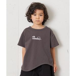 tシャツ Tシャツ キッズ 裾ラウンド半袖ロゴプリントTシャツ