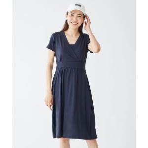 Super Bean ネイビー レース 半袖 膝下ワンピース 上品で清楚なネイビーレース切り替えワンピース[7号,9号,11号,13号,15