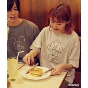 tシャツ Tシャツ 【timecapsule】Disney 顔刺繍 (ミッキー/ミニー) コットン半袖Tシャツ