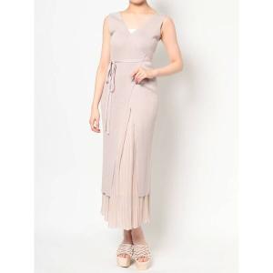 ワンピース プリーツドッキングカシュクールラップリブニットワンピース