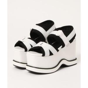 サンダル Mafmof(マフモフ) ベルクロテイストのコバ付き厚底ウェッジ サンダル レディース