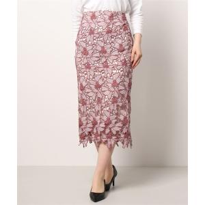 スカート 配色フラワーレースタイトスカート「tocco closet luxe」