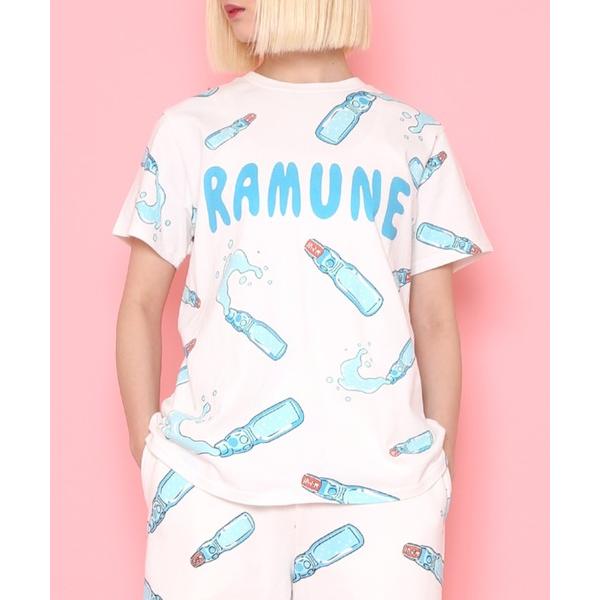 tシャツ Tシャツ レディース フード総柄Ｔシャツ(RAMUNE）