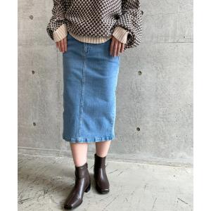 スカート デニム ストレッチデニム＆ツイル バックスリットタイトスカート