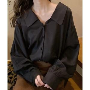 ブラウス シャツ 開襟ボリュームシルエットシャツ レディース