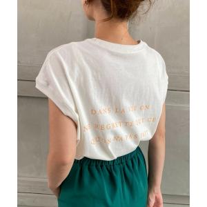 tシャツ Tシャツ コットン100％バックカラーロゴプリントフレンチスリーブT