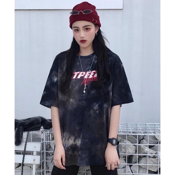 tシャツ パステルカラー タイダイ柄 韓国 ストリート y2k 古着風 ビッグシルエット プリント ...