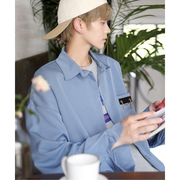 シャツ 「neos -addictive design-」ルーズシルエット ポケット チェーンデザイ...