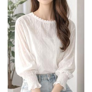 ブラウス シャツ お気に入り登録5，000突破の大人気アイテム春も活躍♪レイヤードにも使える　フリルスタンドネックレースシフォンブラウス レディース