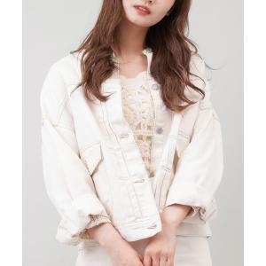 ジャケット Gジャン 【ゆったりシルエット】ノーカラーツイルデニムジャケット