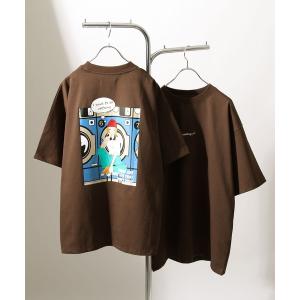 メンズ tシャツ Tシャツ 「WASH GIRL」バックイラストプリントルーズTシャツ