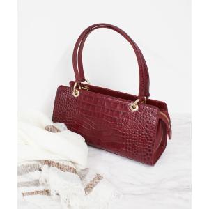 ハンドバッグ Falchi New York/ファルチニューヨーク　クロコダイル型押しイタリアンカーフ リングアクセントハンドバッグ