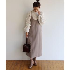 ワンピース きれいめツイルVネックキャミワンピース
